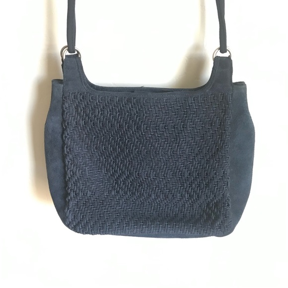Liz Claiborne Blue Suede Bag Woven Suede Front